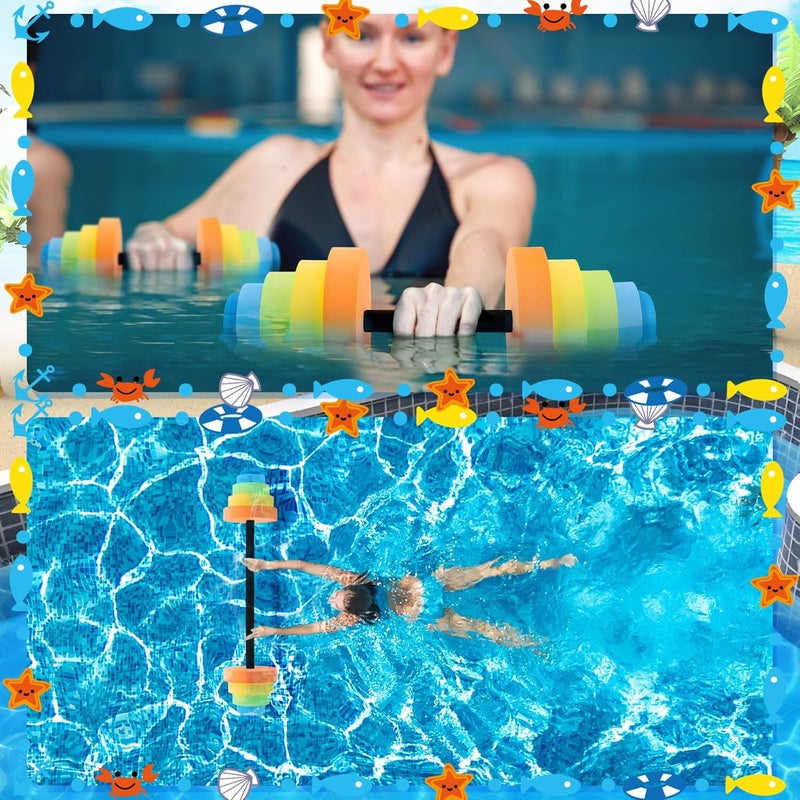 RoundFunny Adjustable 30.7" Aquatic Exercise Dumbbells Water Dumbbell Pool Resistance Aquatic Fitness Swim Barbell with 4 High-density EVA Foam for Water Aerobics Weight Loss - Image 5